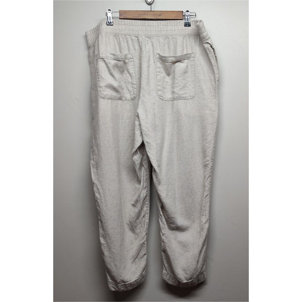 Old Navy Linen Pants Women Size XL Tan Elastic Waist Straight Leg Boho Casual - Picture 5 of 8